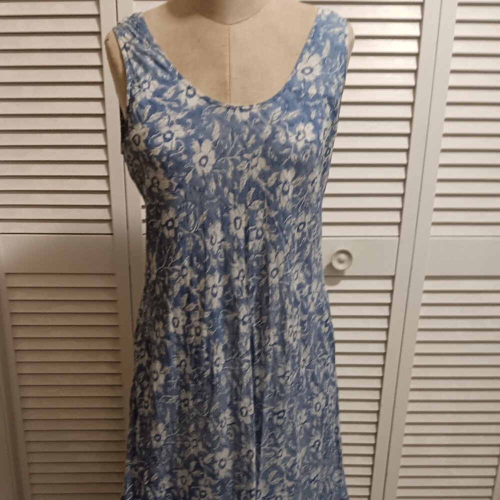 Anokhi Layered Blue and White Midi/Maxi Waterfall Dress